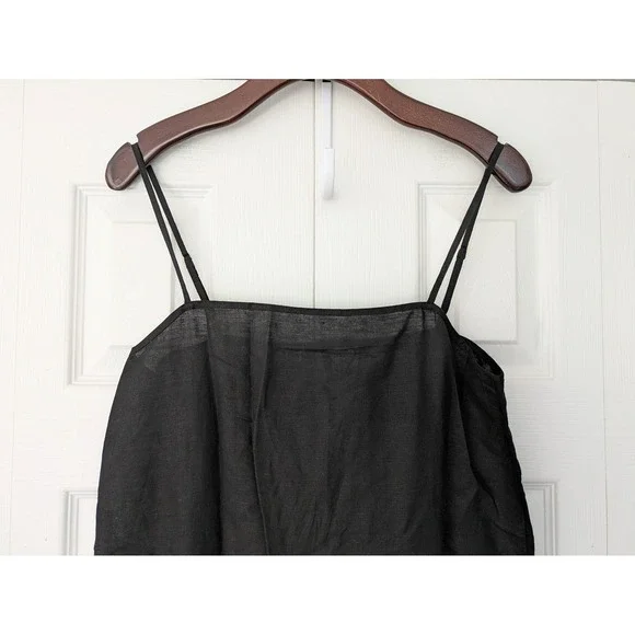 J. Crew Linen Cotton Blend Tie Back Midi Dress Size M Black NWOT $128 CI281 - Picture 2 of 9